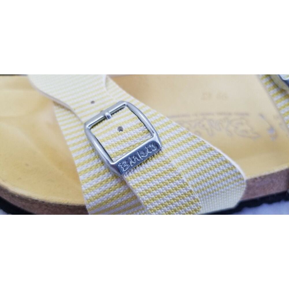 Birkis By Birkenstock White Yellow Striped Sandals Unisex 40 Women 9 Mens 7 - Picture 9 of 12